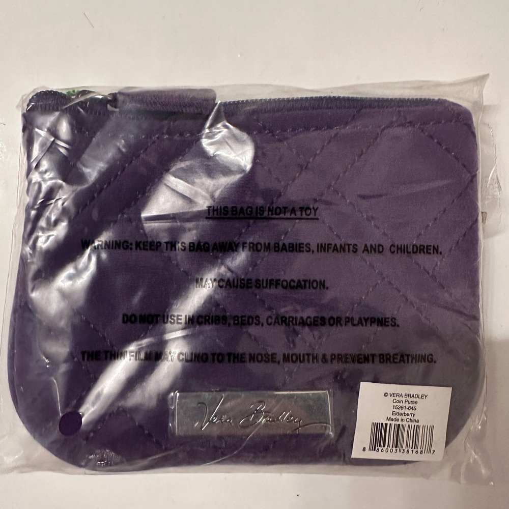 NWT Never Used Vera Bradley Coin Purse Color Elderberry Purple Discontinued